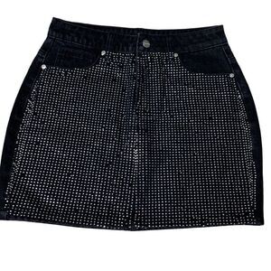 REVOLVE Superdown black denim skirt diamond studded size small